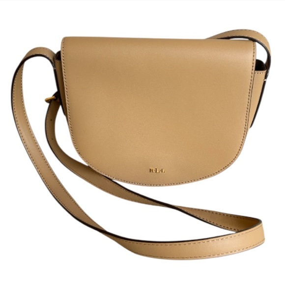 Lauren Ralph Lauren Women's Dryden Caley Mini Cross Body Saddle Style Bag Tan - Picture 1 of 17